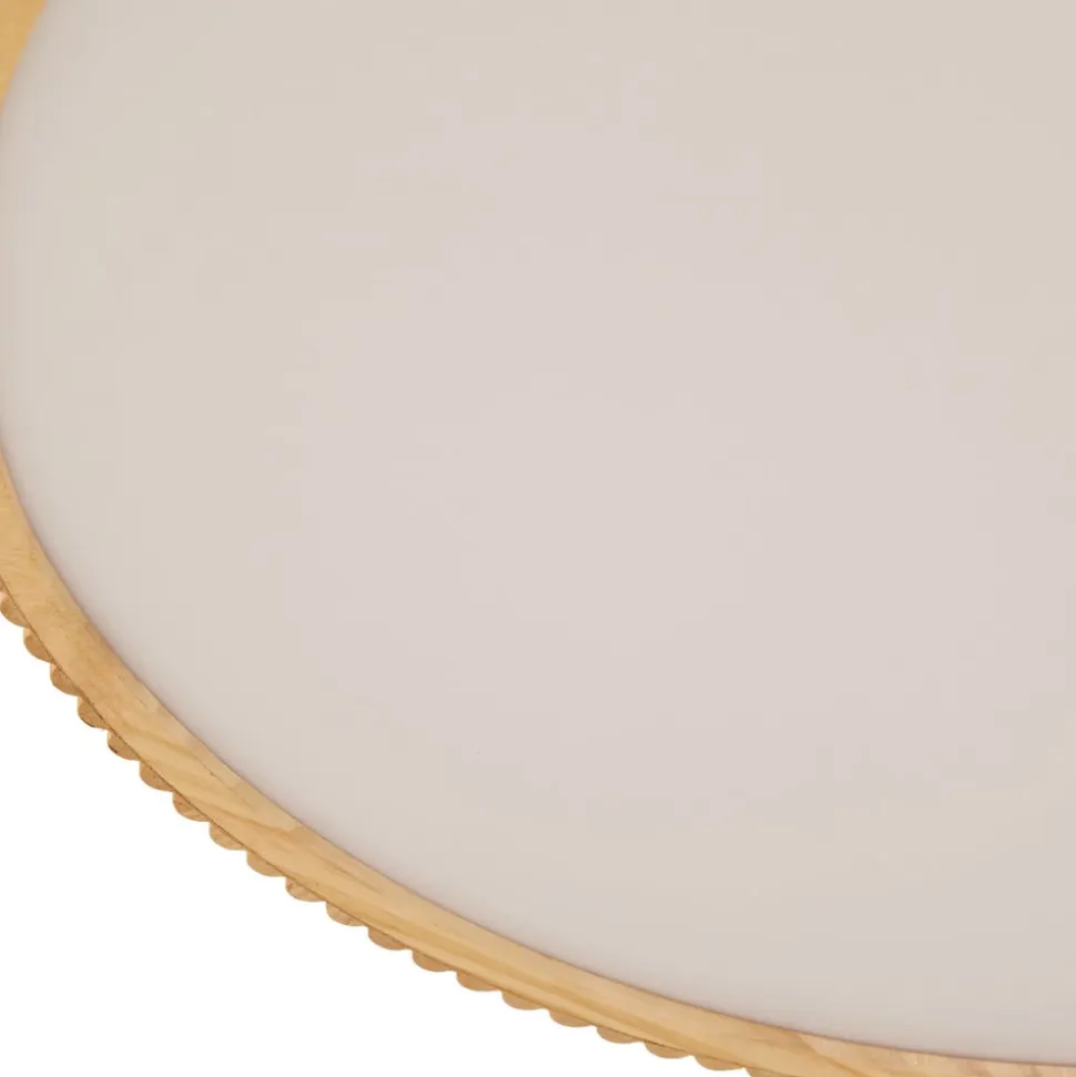 Lindby LED-loftlampe Velua, hvid/lys træ, CCT, Ø 50 cm