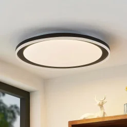 Lindby LED-loftlampe Verdan, sort, metal, dæmpbar, CCT