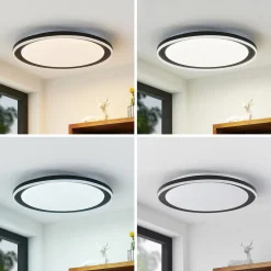 Lindby LED-loftlampe Verdan, sort, metal, dæmpbar, CCT