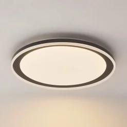 Lindby LED-loftlampe Verdan, sort, metal, dæmpbar, CCT