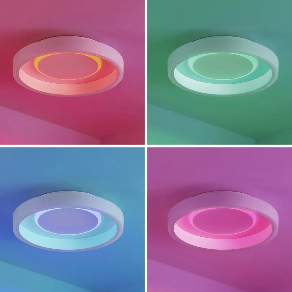 Lindby LED-loftlampe Wikani, hvid, RGB, CCT, dæmpbar