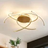 Lindby LED-loftlampe Yareli, guld, metal, Ø 70 cm