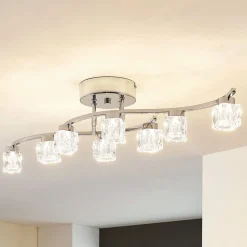 Lindby LED-loftlampe Yaro, 8 lyskilder, krom, dæmpbar