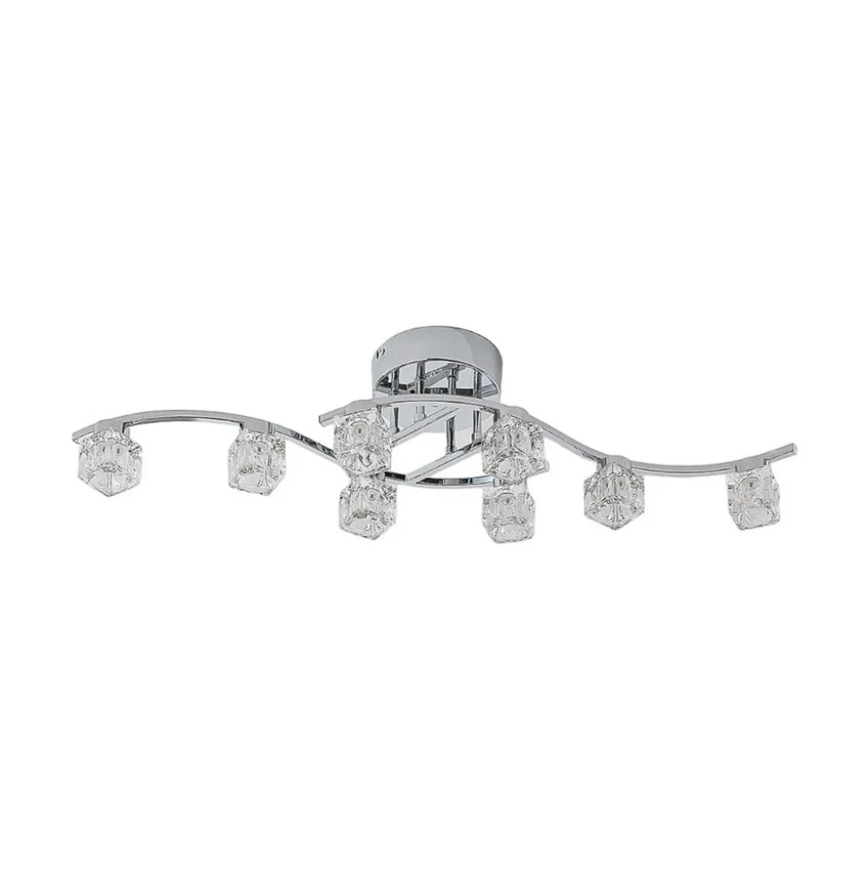Lindby LED-loftlampe Yaro, 8 lyskilder, krom, dæmpbar