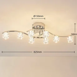 Lindby LED-loftlampe Yaro, 8 lyskilder, krom, dæmpbar