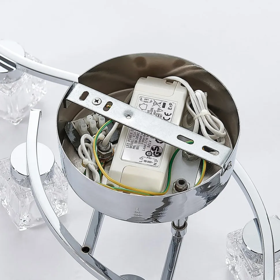 Lindby LED-loftlampe Yaro, 8 lyskilder, krom, dæmpbar