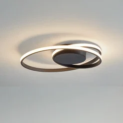 Lindby LED-loftlampe Youna, sort, aluminium, 39 cm, dæmpbar