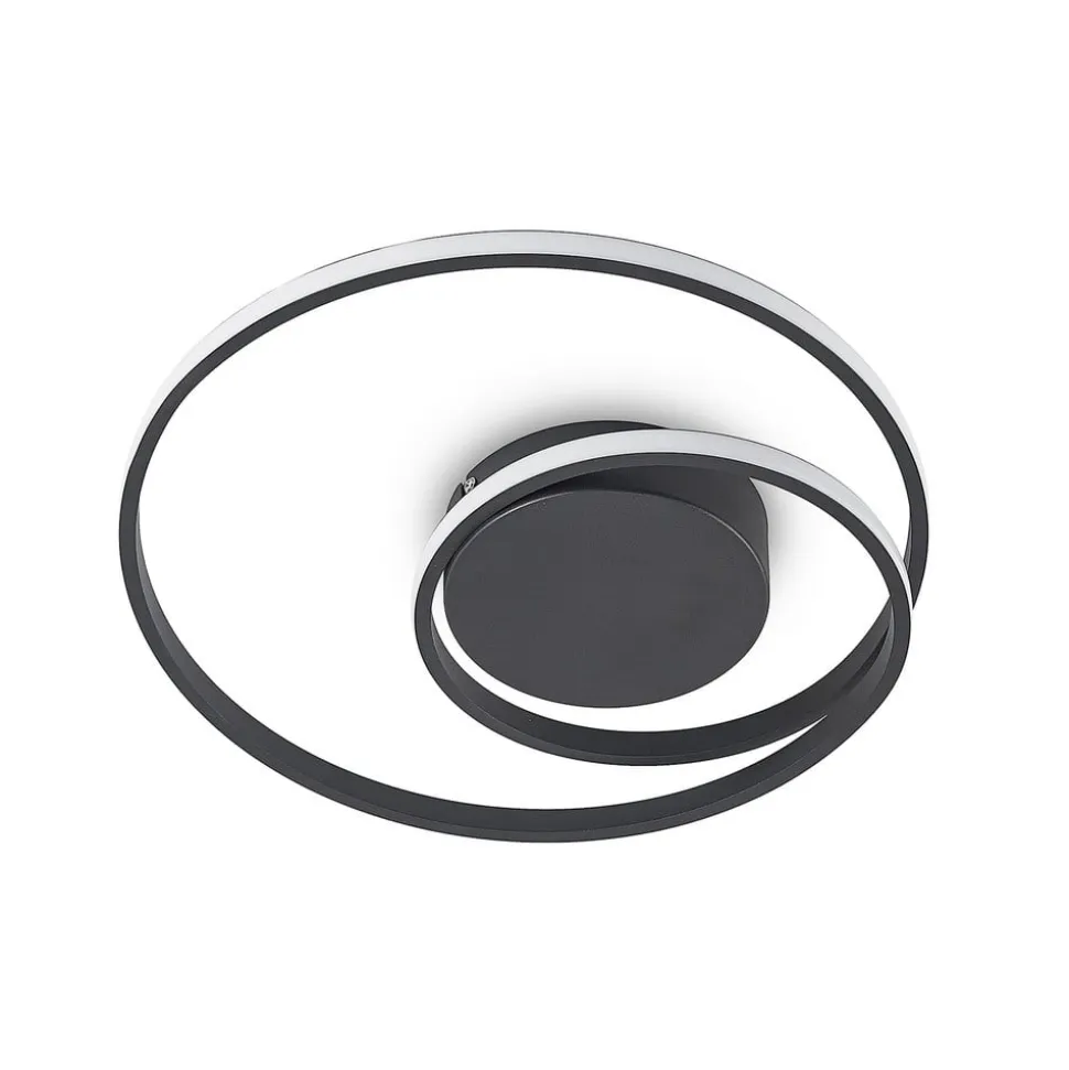 Lindby LED-loftlampe Youna, sort, aluminium, 39 cm, dæmpbar