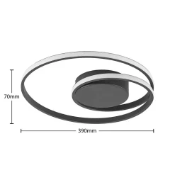 Lindby LED-loftlampe Youna, sort, aluminium, 39 cm, dæmpbar