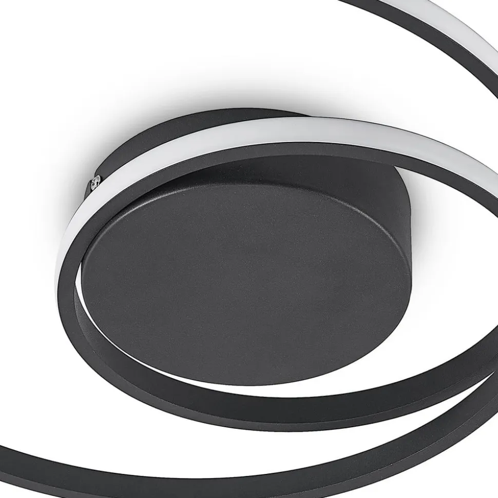 Lindby LED-loftlampe Youna, sort, aluminium, 39 cm, dæmpbar