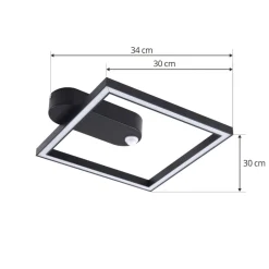 Lindby LED-loftlampe Yulla, 34 cm, sort, sensor