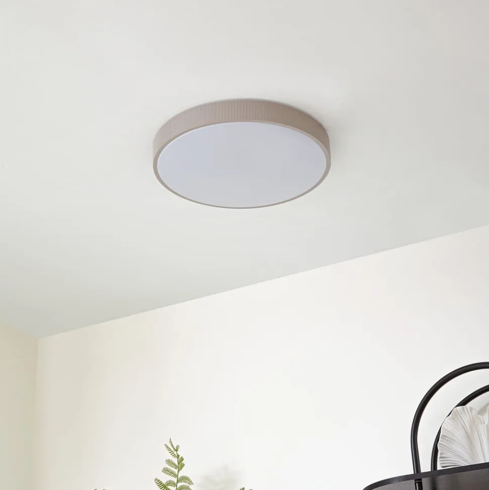 Lindby LED-loftlampe Zylo, lysegrå, Ø 49 cm, CCT, dæmpbar