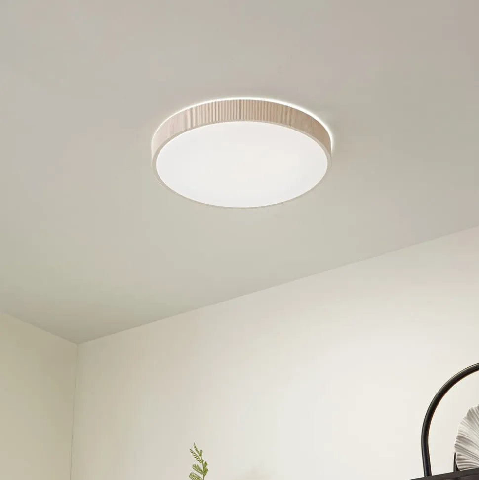 Lindby LED-loftlampe Zylo, beige, Ø 49 cm, CCT, dæmpbar