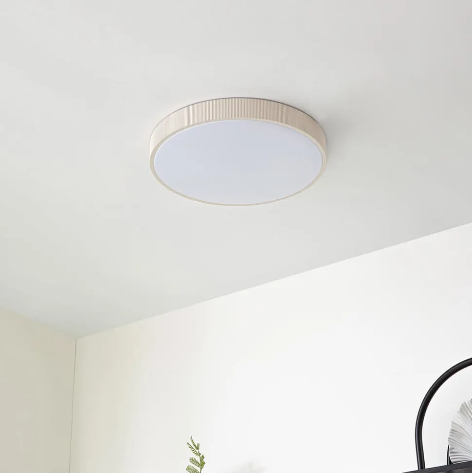 Lindby LED-loftlampe Zylo, beige, Ø 49 cm, CCT, dæmpbar
