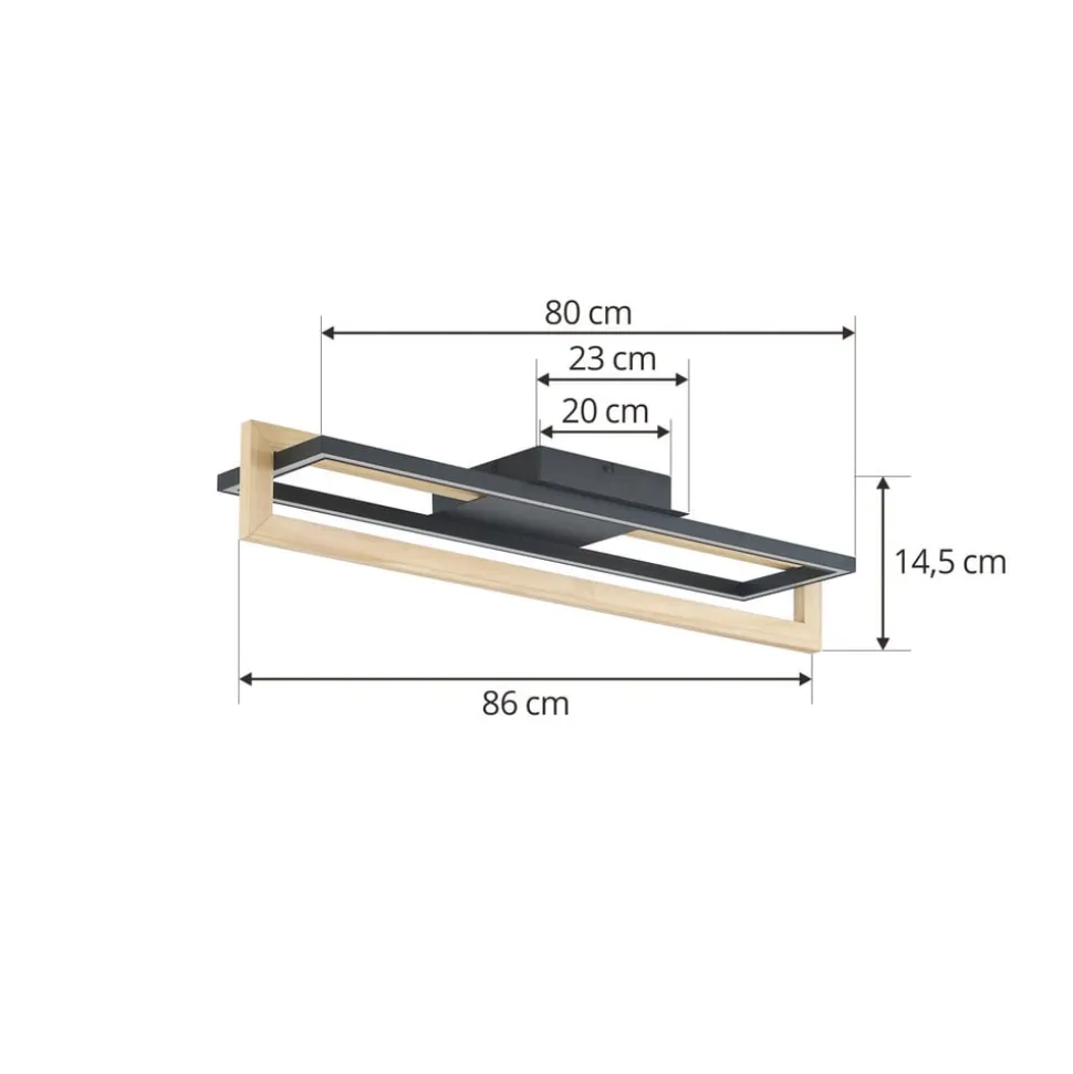 Lindby LED-loftslampe Holamu, 80 cm, træ
