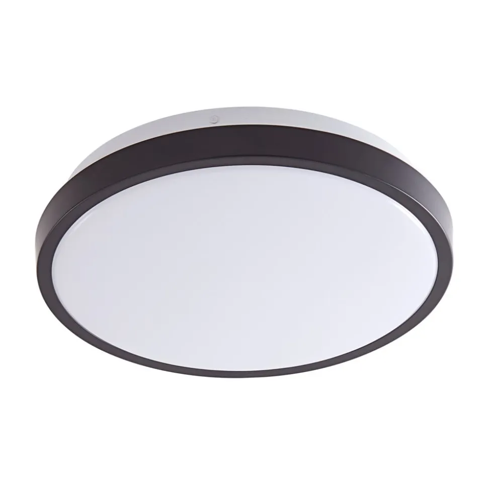 Lindby LED-loftslampe Medon Ø 29 cm sort plast IP44