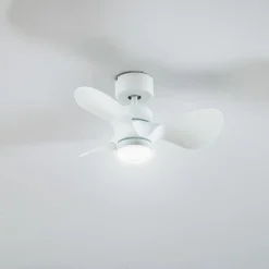 Lindby LED-loftventilator Enon, hvid, DC-motor, støjsvag