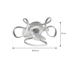 Lindby LED-loftventilator Lomata, hvid, støjsvag, Ø 23 cm