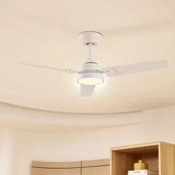 Lindby LED-loftventilator Aerallo, hvid, CCT, støjsvag