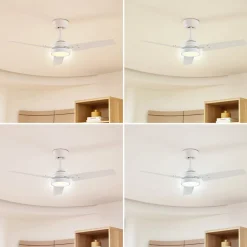 Lindby LED-loftventilator Aerallo, hvid, CCT, støjsvag