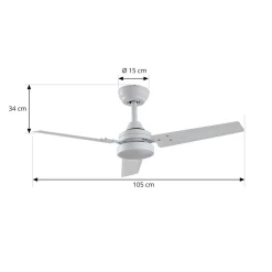 Lindby LED-loftventilator Aerallo, hvid, CCT, støjsvag