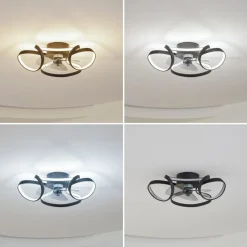 Lindby LED-loftventilator Lomata, sort, støjsvag, Ø 23 cm