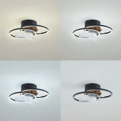 Lindby LED-loftventilator Lomana, sort, støjsvag, CCT