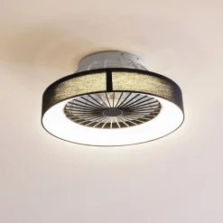 Lindby LED-loftventilator Mace, sort, støjsvag, Ø 47 cm
