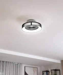 Lindby LED-loftventilator Mace, sort, støjsvag, Ø 47 cm