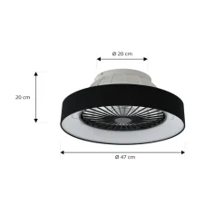 Lindby LED-loftventilator Mace, sort, støjsvag, Ø 47 cm