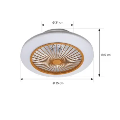 Lindby LED-loftventilator Mamuti, træfarvet, støjsvag, 55 cm