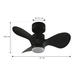 Lindby LED-loftventilator Enon, sort, DC-motor, støjsvag