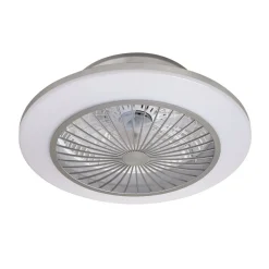Lindby LED-loftventilator Mamuti, sølv, støjsvag, Ø 55 cm