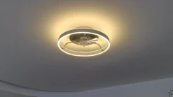 Lindby LED-loftventilator Momitu, sølv, lydsvag, Ø 50 cm