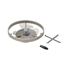 Lindby LED-loftventilator Momitu, sølv, lydsvag, Ø 50 cm
