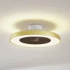 Lindby LED-loftventilator Teleo, messing, DC, støjsvag, Tuya