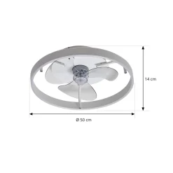 Lindby LED-loftventilator Momitu, hvid, aluminium, Ø 50 cm