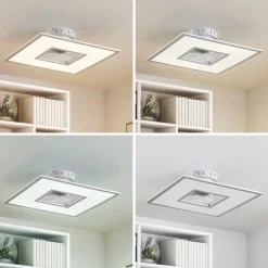 Lindby LED-loftventilator Romea, kantet, DC, støjsvag, 60 cm