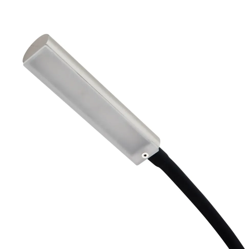 Lindby LED-læselampe Flexola, nikkel, kantet, metal, stik