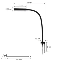 Lindby LED-læselampe Flexola, sort, kantet, stik