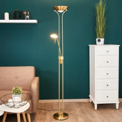 Lindby LED-læselampe Josefin, messing, læselampe, dæmpbar