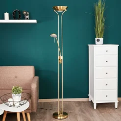 Lindby LED-læselampe Josefin, messing, læselampe, dæmpbar
