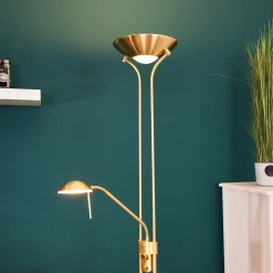 Lindby LED-læselampe Josefin, messing, læselampe, dæmpbar