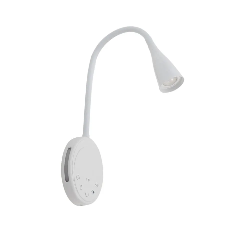 Lindby LED-læselampe Zayna, hvid, CCT, USB, dæmpbar, timer