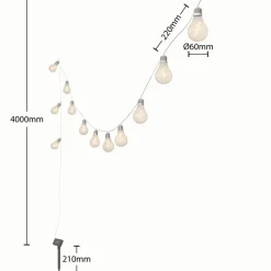 Lindby LED-lyskæde Lampini, 200 cm, sort, IP44