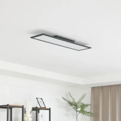 Lindby LED-panel Enhife, sort, 80 x 20 cm, metal, 4.000K