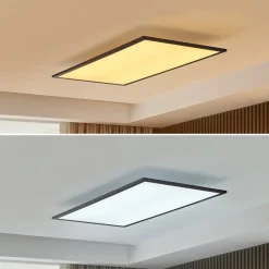 Lindby LED-panel Lamin, sort, 80 cm, CCT, dæmpbar, fjernbetjening