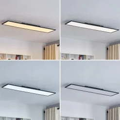 Lindby LED-panel Lamin, sort, 120 cm, CCT, dæmpbar, fjernbetjening