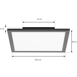 Lindby LED-panel Lamin, sort, 30 cm, CCT, dæmpbar, fjernbetjening