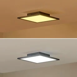 Lindby LED-panel Lamin, sort, 30 cm, CCT, dæmpbar, fjernbetjening